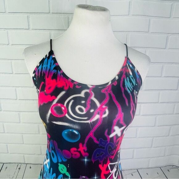 Shein Graffiti Print Backless Unitard Romper - Medium - Picture 10 of 16